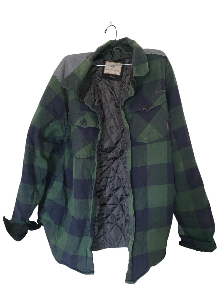 Legendary Colas Blancas Forradas Franela Camisa Chaqueta Hombre Grande Verde Cuadros Chaqueta Foto 2 de 4
