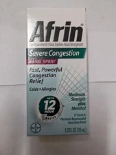 6 PACK Afrin Severe Congestion Nasal Spray, Maximum Strength + Menthol, 15 mL