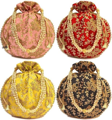 Potli Bag For Women Ethnic Designer Embroidery Work Batwa Pearls Handle 20 PC - Picture 4 of 8