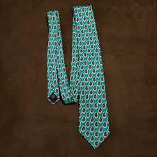 VTG POLO RALPH LAUREN TIE 100 SILK HAND MADE IN THE USA GREEN PAISLEY 56"