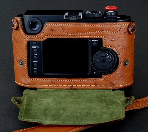 LUIGI'S NEW HALF CASE X LEICA:M-E,M9P,M9 MM,M8-2,M8,GENUINE COGNAC BROWN OSTRICH - Picture 4 of 4