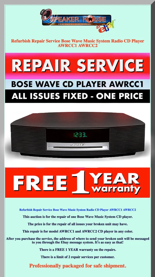 Refurbish Repair Service for a Bose Wave Music System Radio CD Player AWRCC1 - Image 2 of 2
