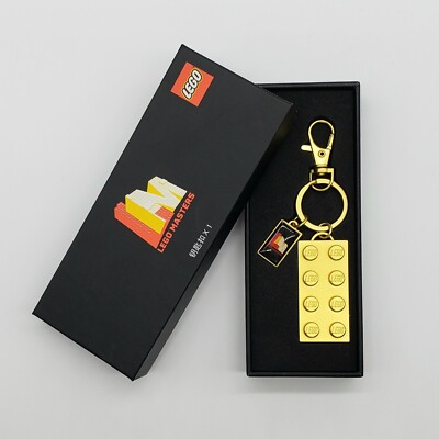 Lego Masters 2x4 Gold Metal Keychain China Version Rare Gift