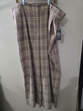 NWT Women's Vince Camuto Plus Size 22W Burgundy Multicolor Plaid Wide Leg Dress