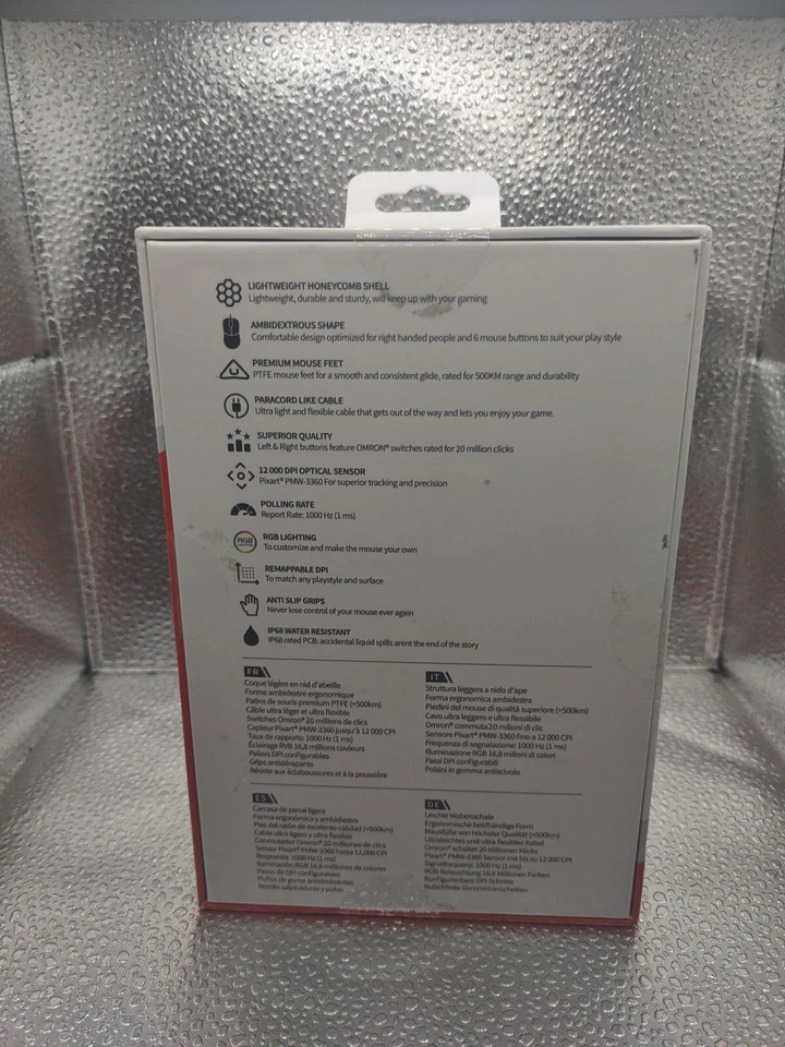 HK Gaming NAOS-M 59g Ultra Lightweight Honeycomb Shell Gaming Mouse Black - Image 3 of 4