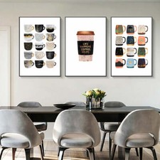 But First Coffee Colorful Cups Coffee Wall Art