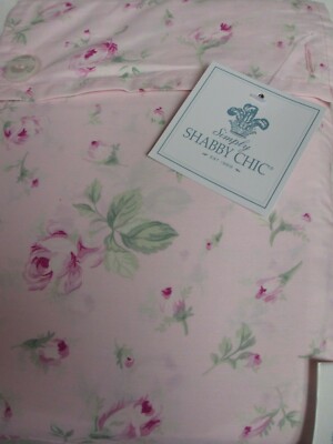 Simply Shabby Chic Antique Garden Pink Green Rose Rosebud Sheet Set - King 