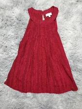 Pink Lily Women's Sleeveless Swing Top Pintucks Metallic Red EUC