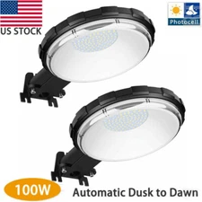 2 PACK 100W LED Barn Yard Street Outdoor Security Light Dusk to Dawn Flood Light