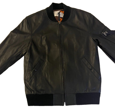 NEW $995 COACH MA-1 Black Sheep/LAMB Skin Leather Bomber Biker Jacket Sz M's SML