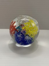 Vintage Handmade Paperweight Ball Color Burst Glass Orb Globe Gift KG