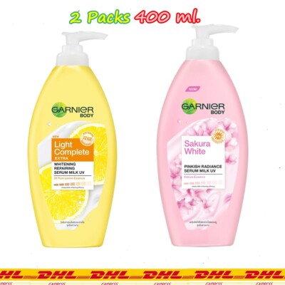 Pack 2 Garnier Light Complete Extra Lemon White Sakura Pinkish Serum Milk UV