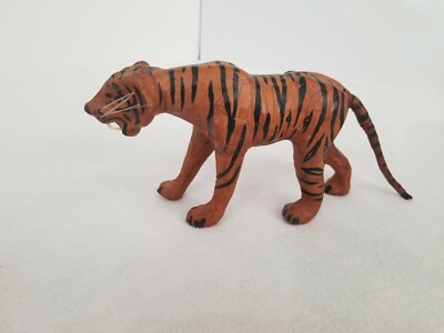 Vintage Leather Wrapped Tiger Mammal Figure Statue home decor animal print