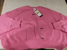 70 Women's S Nike Fleece Oversized CROPPED Crewneck Sweatshirt DQ5761 675