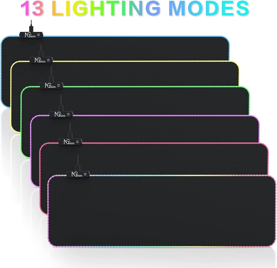 NGTeco 80x30cm XXL Gaming Mat 13 Lighting Modes Waterproof Non-Slip 3mm Thick - image 2 of 4