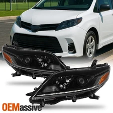 For 2011-2020 Toyota Sienna L LE XLE Upgraded LED DRL Projector Black Headlights