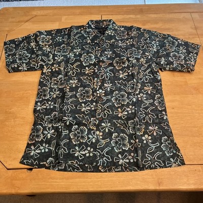 Pete Huntington Bali Hawaiian Shirt Unisex XS Aqua Grewn Floral Button Up Rare