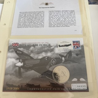 2008 90th Anniversary of the Royal Air Force Spitfire £5 Coin Cover