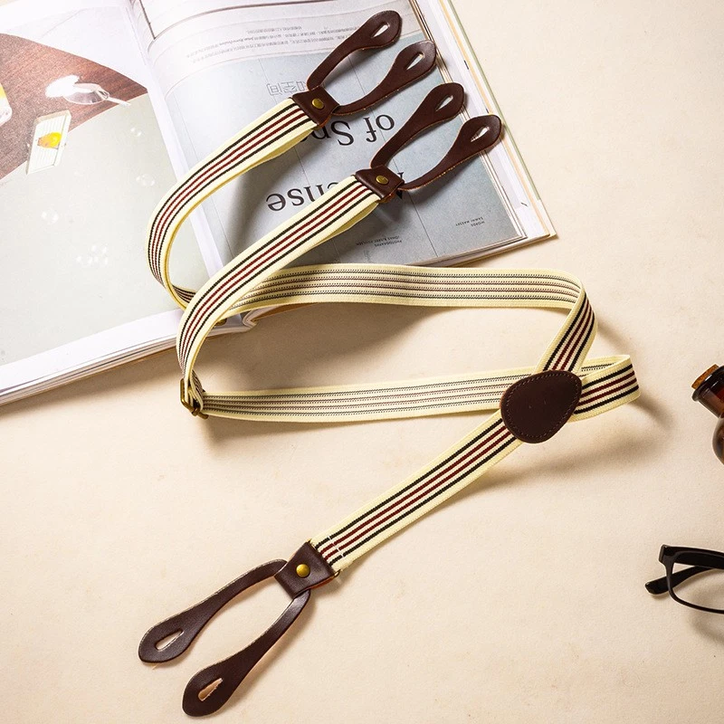 Traje Vintage Pantalones Tirantes Elásticos Elásticos Botones Rayas Tirantes Foto 4 de 4