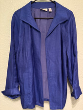 CHICO'S BLUE RAYON BLEND STYLISH OPEN CARDIGAN JACKET - SIZE 3
