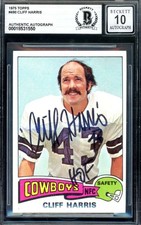 Cliff Harris Gem Mint 10 Beckett BAS Signed 1975 Topps Rookie Autograph Cowboys