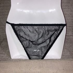 Vintage Kayser Sheer Nylon Sissy Panties Black Chantilly Frilly Lace Trim 6 M