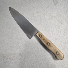 Vintage Chicago Cutlery 42S Chef Knife Wood Handle Rivets Kitchen