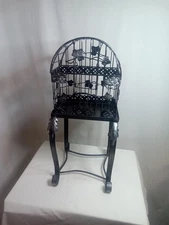Vintage Style Metal bird cage with stand Tabletop Decor