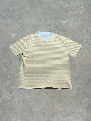 Vintage Guess Los Angeles Striped T‑Shirt Men’s Large 90s Yellow Cotton Logo - Image 1 of 4