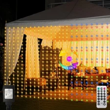 echosari 600 LED Curtain Lights Plug in, 20Ft x 10Ft Warm White - Multicolor 