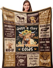 Highland Cow Blanket, Highland Cow Gifts for Women, Cow Gifts for Women for Birt
