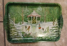 KELLER-CHARLES PHILADELPHIA Christmas Skating Melamine Tray 13 x 9 MADE IN ITALY