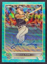 2022 Topps Chrome Veteran Aqua Wave Refractor #CVA-HK Ha-Seong Kim Auto /199