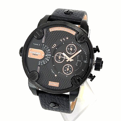 Diesel Men's Watch Little Daddy DZ7291 Black Leather Band/NO BOX .