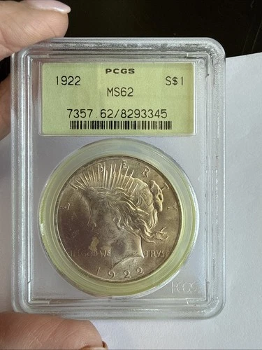 1922 PEACE SILVER DOLLAR PCGS MS62