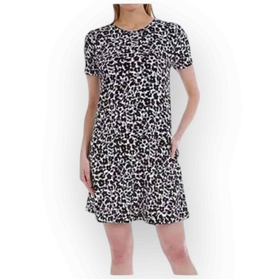 Ellen Tracy Ladies Pima Cotton A-Line Dress, Gray Animal Print, Size Small 336S