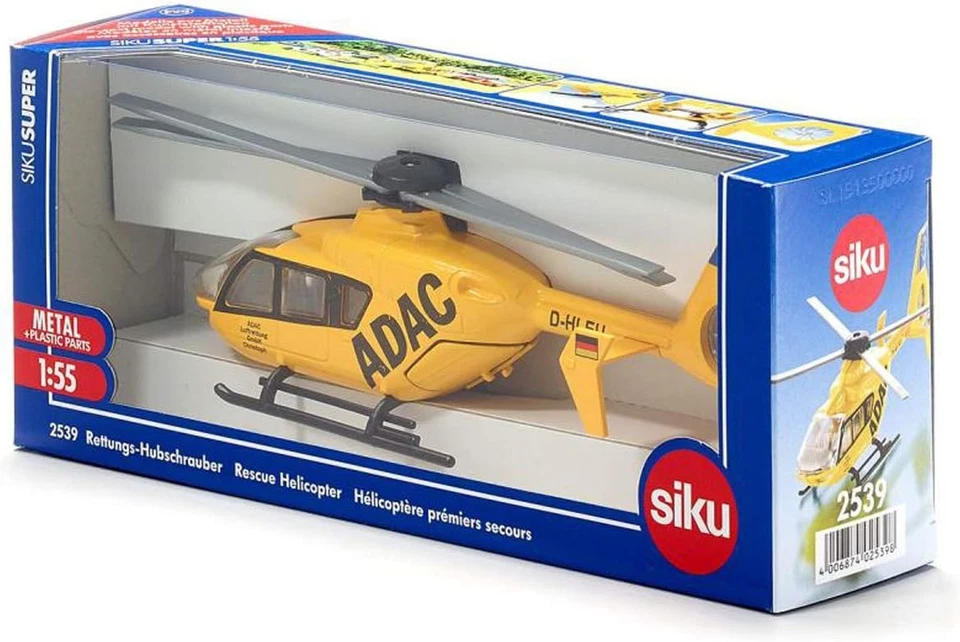 siku 2539, Rescue Helicopter, 1:55, Metal/Plastic, Yellow, Rotating rotors Rescu - Immagine 4 di 4