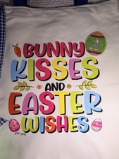 Easter Bunny Kisses Wish Canvas Tote Custom Design Embellish OOAK Basket Bag NEW