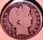 1893-S  BARBER SILVER QUARTER 25C