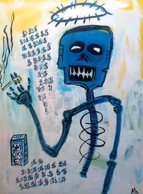 Original Gemälde Unikat signiert Abstrakt Kunst Malerei Bild Acryl Basquiat Art 