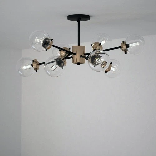 Orbit 9-Light Semi-Flush Mount in Industrial and Sputnik Style 15.5 Inches Tall - Picture 6 of 11