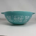 Vintage Pyrex Glass AMISH BUTTERPRINT Turquoise #444 Cinderella 4 Qt Mixing Bowl