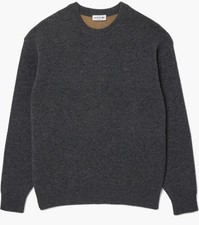 Lacoste Sweater Mens L Gray Relaxed Fit Crewneck Wool Blend