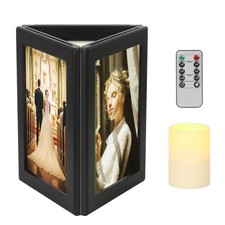 simpdecor Picture Frame,5x7inches Flameless Candles Three-Sided Photo Frame,W...