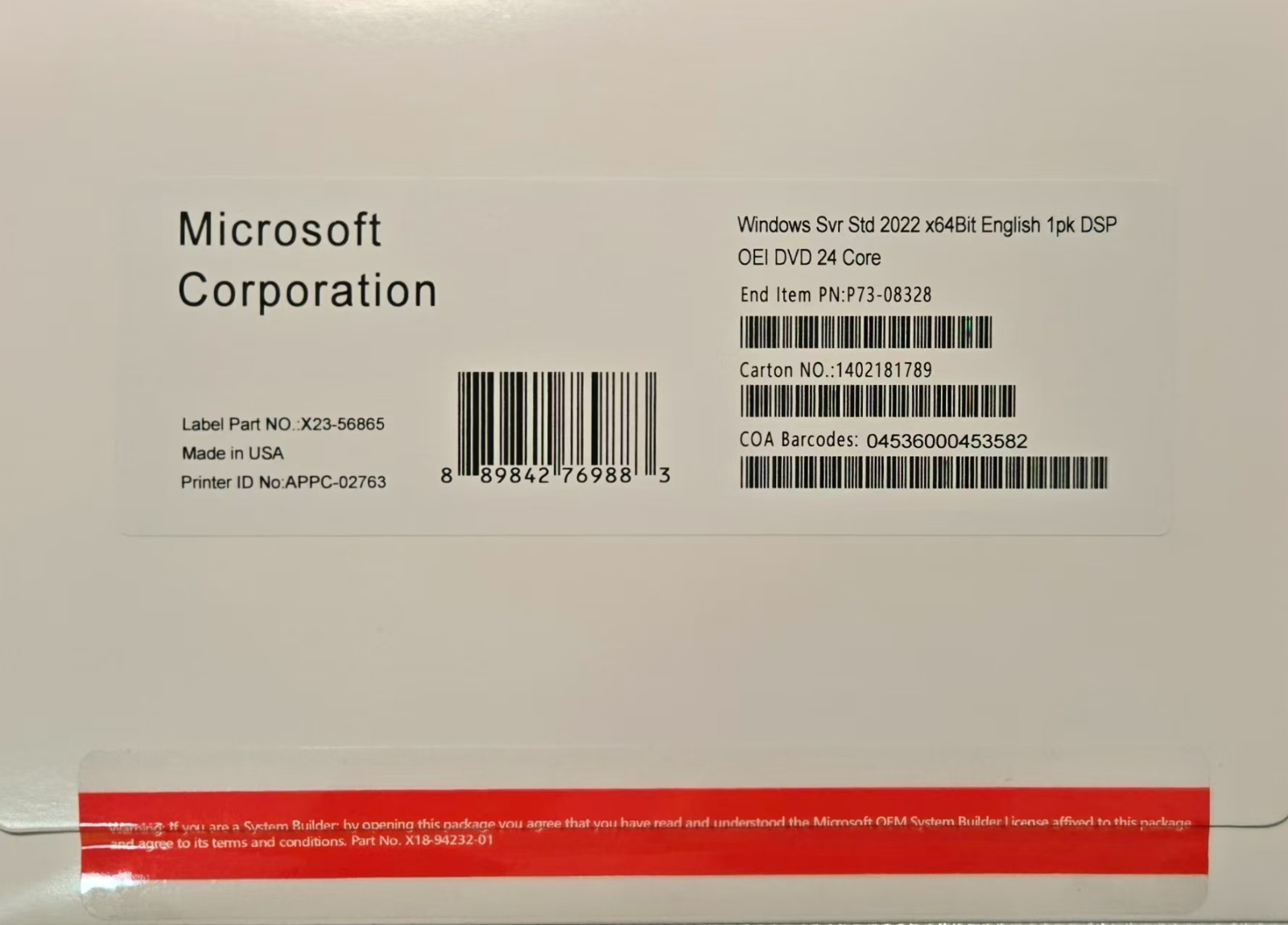 Microsoft Windows Server 2022 Standard DVD Kit 24 Core + PRODUCT ...