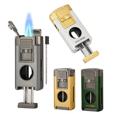 Galiner Torch Cigar Lighter V-cutter 2 Jet Flame With Punch Drill Holder Travel
