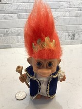 Russ Royal King Queen Gold Crown Scepter Troll Dolls Set Of 2 Orange Red