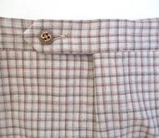 NOS Vtg 70s Sansabelt Brown Pink Teal Plaid Wide Leg No Belt Golf Pimp Pants 42