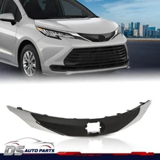 Fit For 2021-2022 Toyota Sienna Front Bumper Upper Hood Grill Gloss Black/Silver