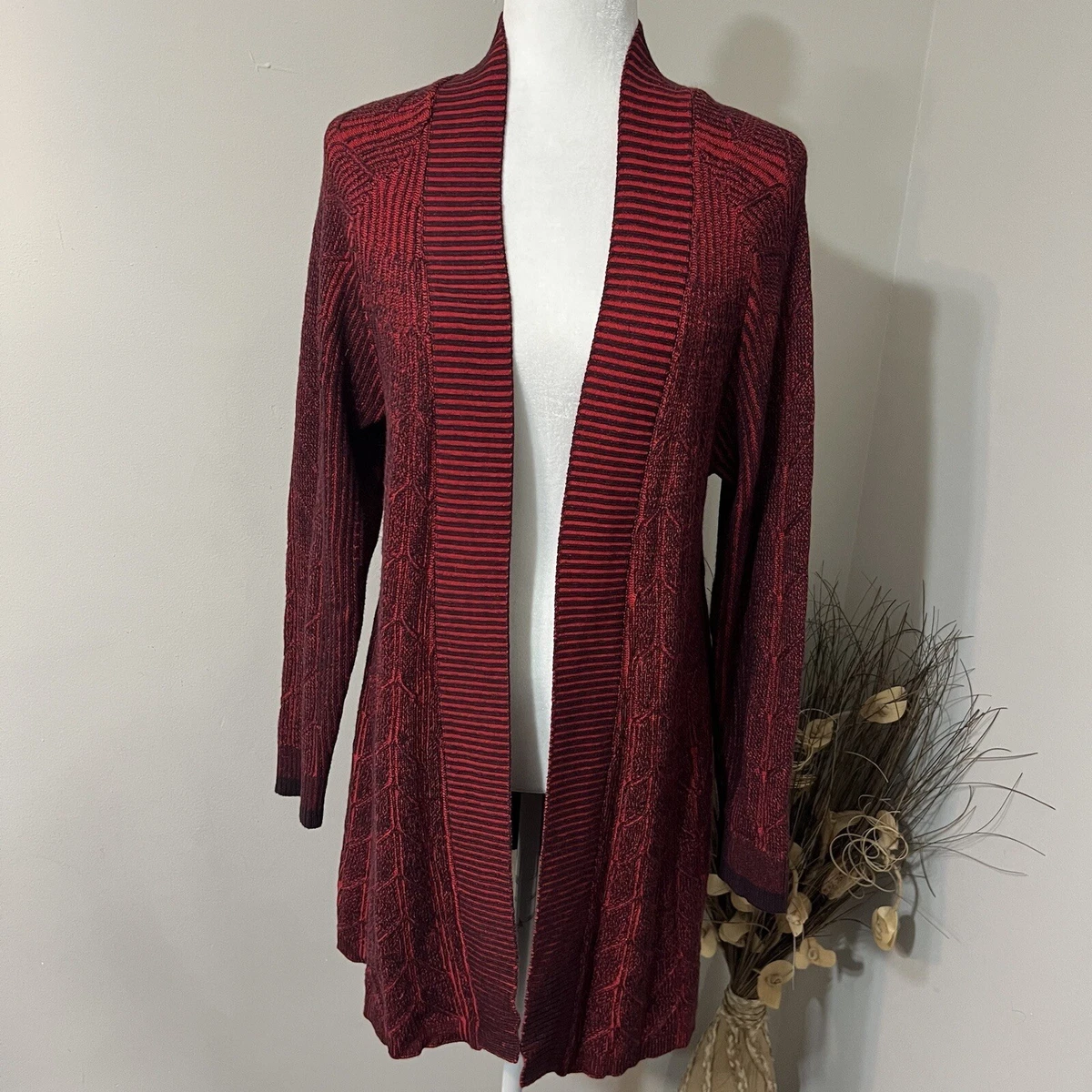 Burgundy long top cardigan sweater